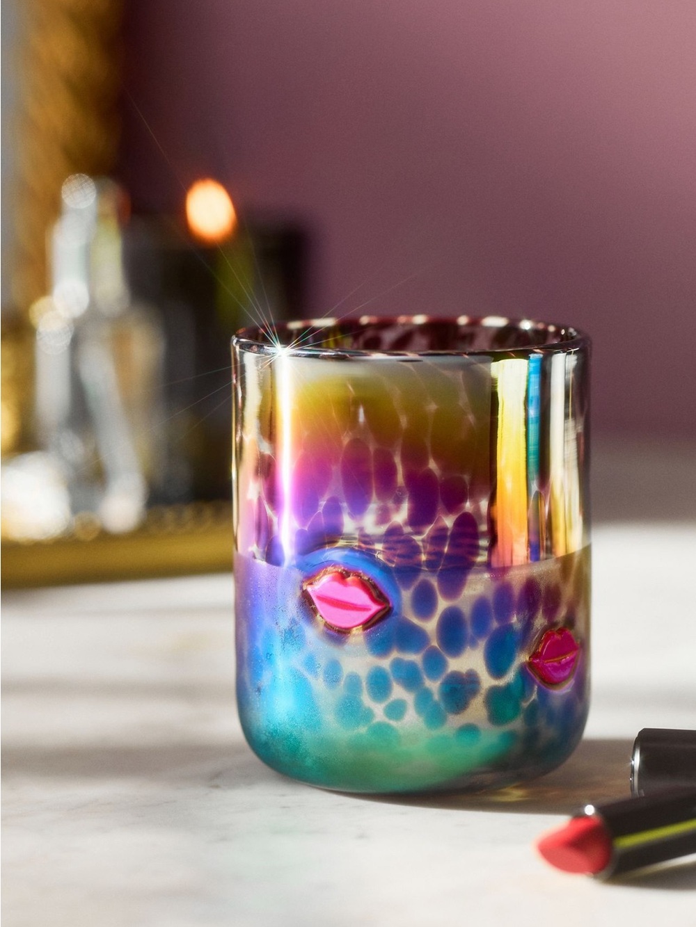 Anthropologie The Marquee Icon Juice Glass Red Lips